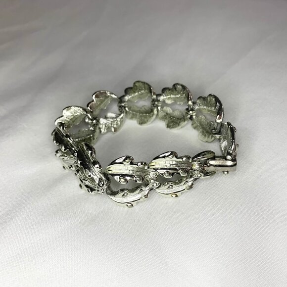 VTG Coro Silver Tone Art Deco Bracelet Statement Piece Costume Jewelry - Picture 7 of 7